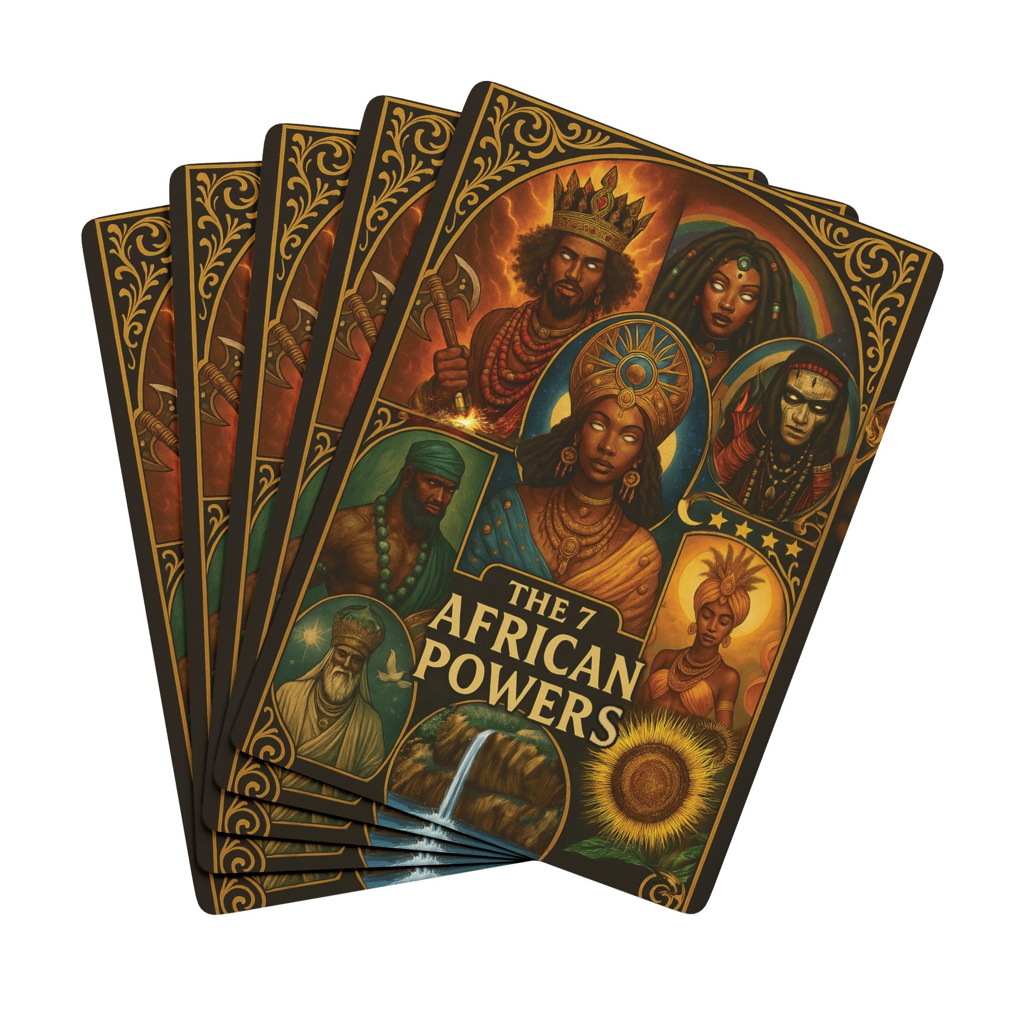 The 7 African Powers Poker Playing Cards — Decorative Face Deck for Game Night & Collectors