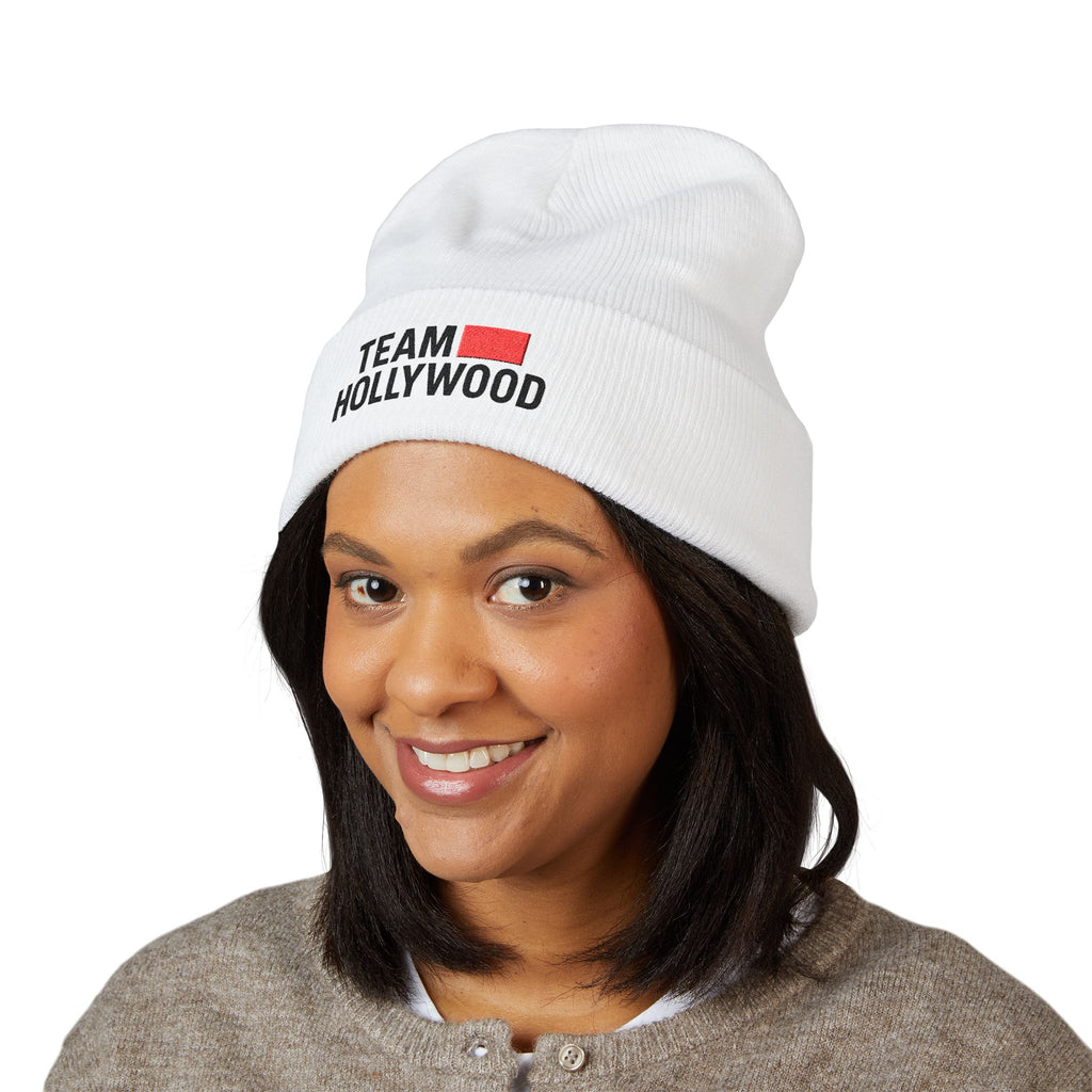 Team Hollywood Embroidered Cuffed Beanie — Cozy Knit Hat