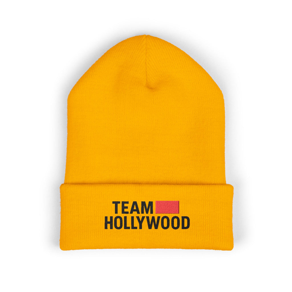 Team Hollywood Embroidered Cuffed Beanie — Cozy Knit Hat
